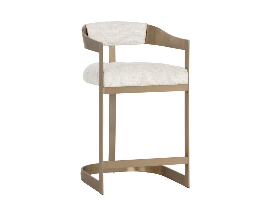Beaumont Counter Stool - Antique Brass - Rhea Light Barley