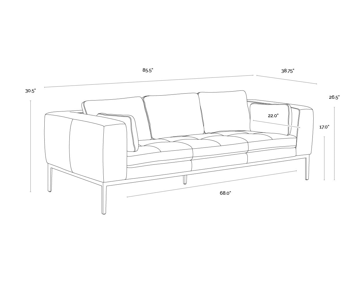Burr Sofa - Serbia Black Leather