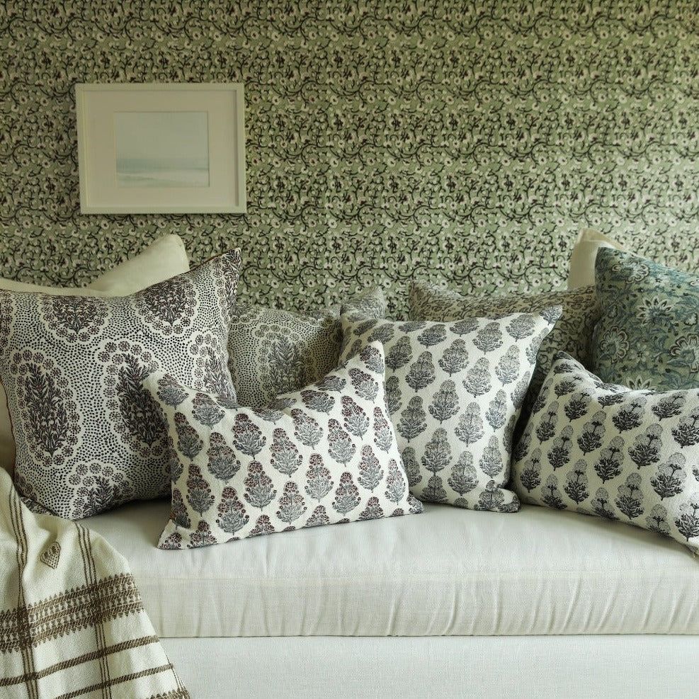 Winfleur Olive on White Pillow