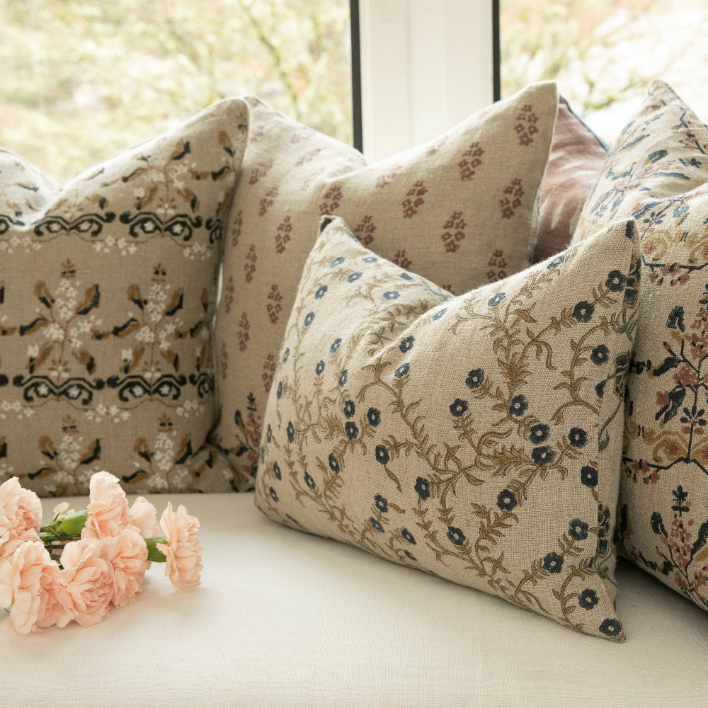 Jaimala Indigo on Natural Pillow
