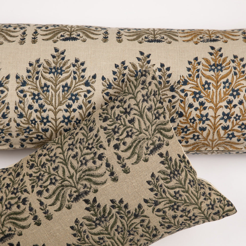 Fleur Olive Indigo Pillow