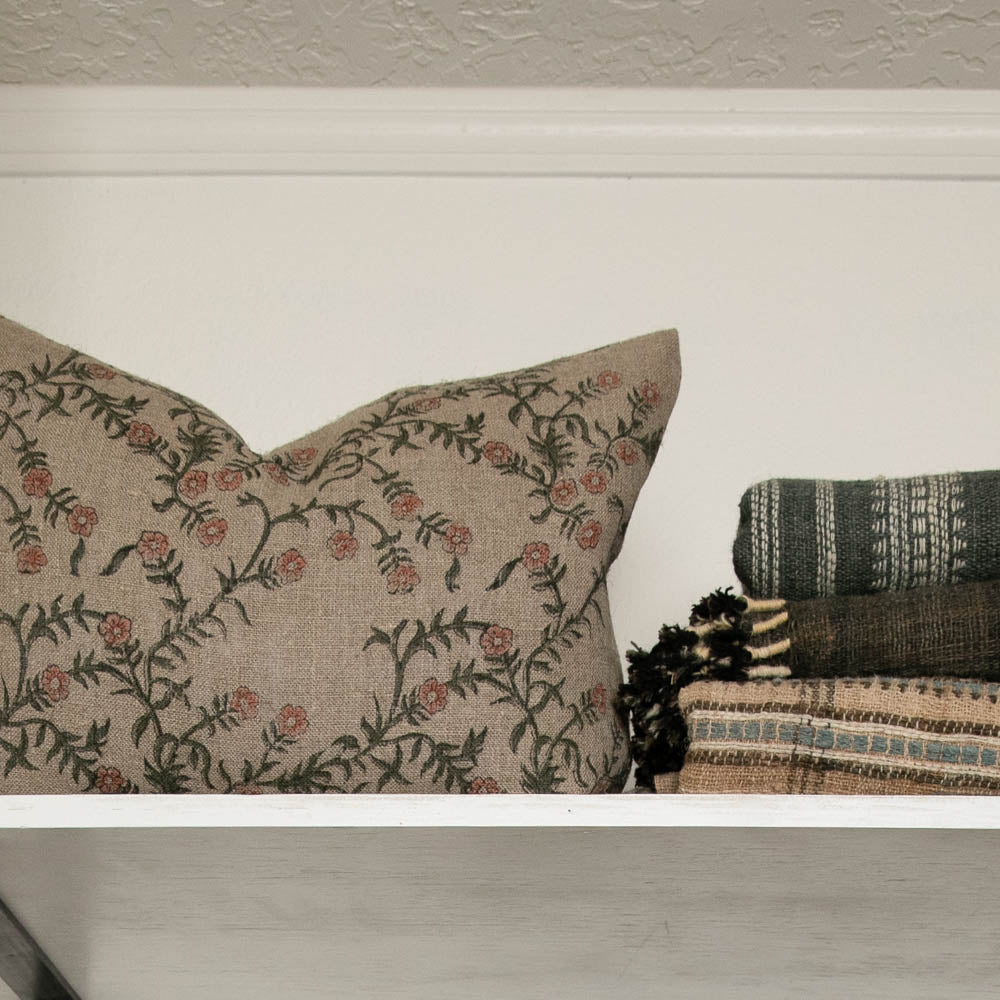 Jaimala Coral on Natural Pillow