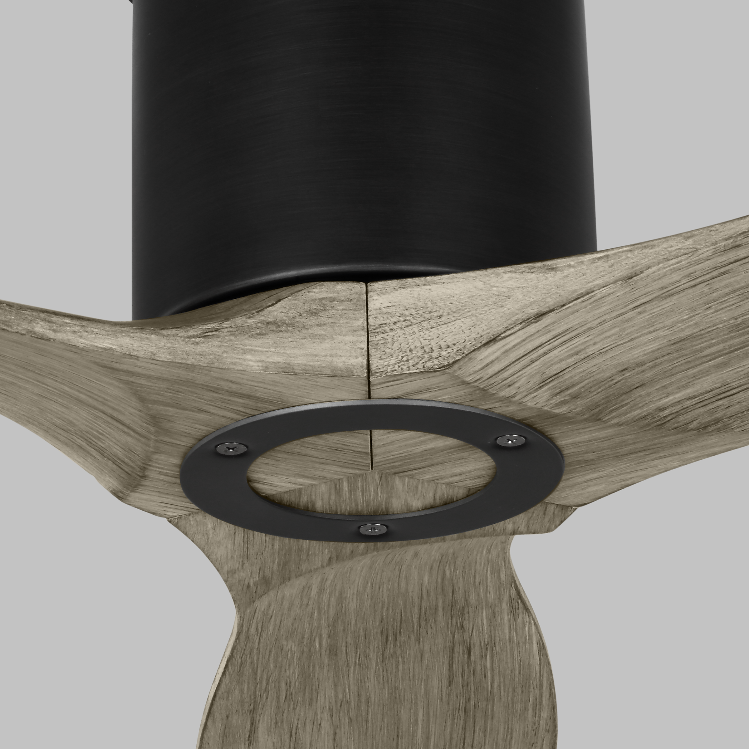 Collins Smart 52 Hugger Ceiling Fan | Aged Pewter | Light Grey Weathered Oak Blades