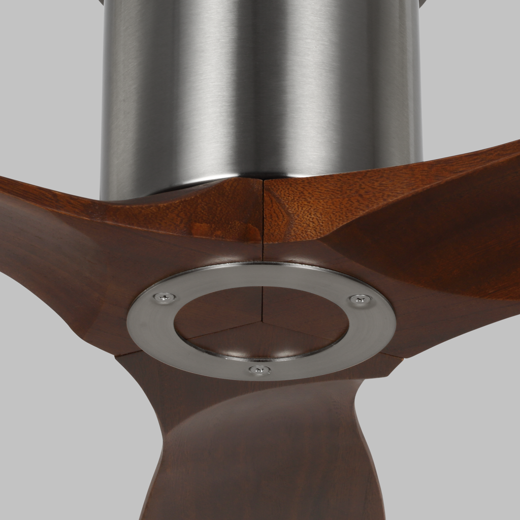 Collins Smart 52 Hugger Ceiling Fan | Brushed Steel | Dark Walnut Blades