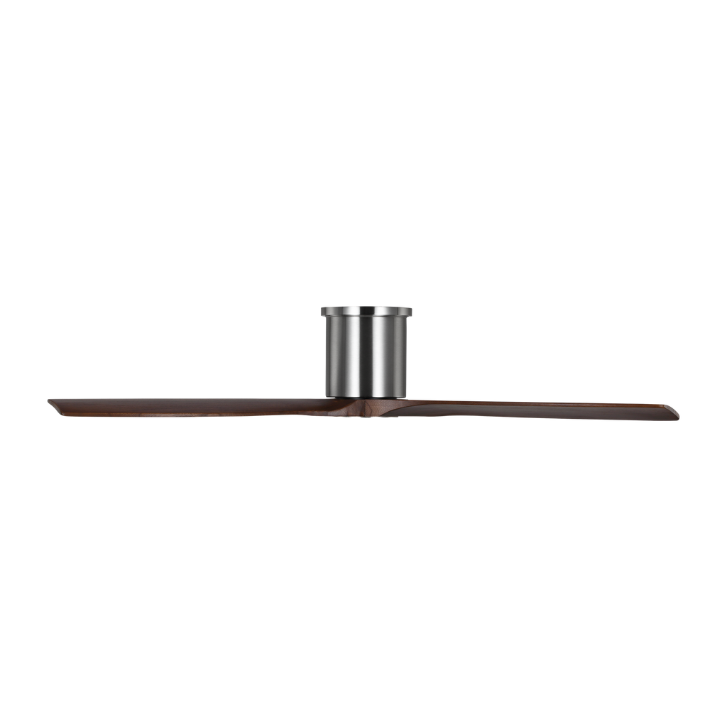 Collins Smart 52 Hugger Ceiling Fan | Brushed Steel | Dark Walnut Blades