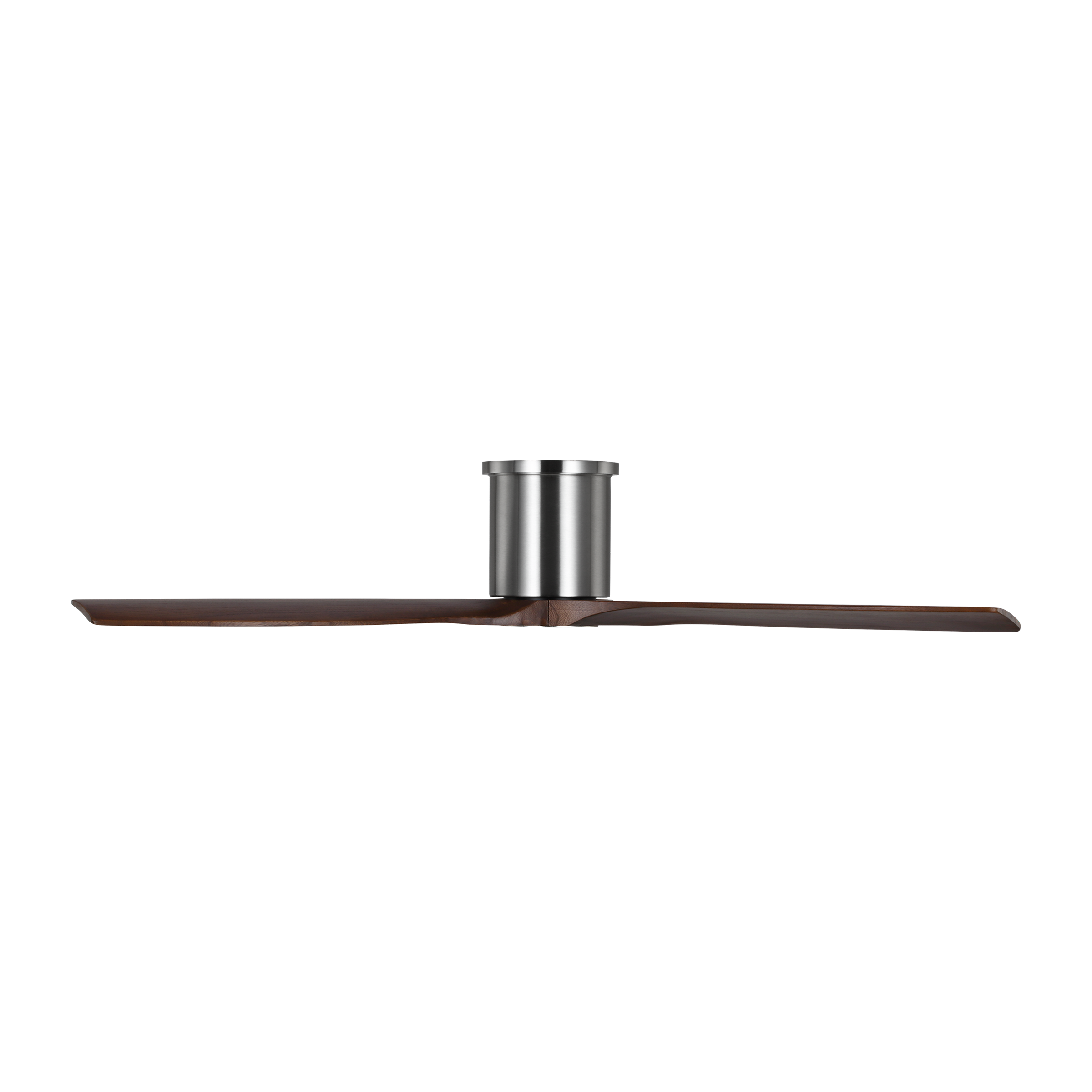 Collins Smart 52 Hugger Ceiling Fan | Brushed Steel | Dark Walnut Blades