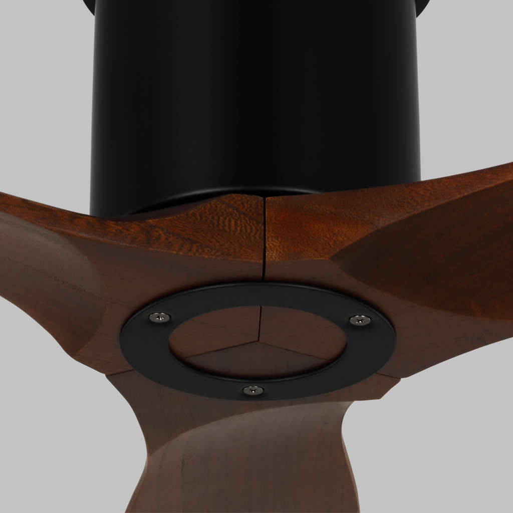 Collins Smart 52 Hugger Ceiling Fan | Midnight Black | Dark Walnut Blades