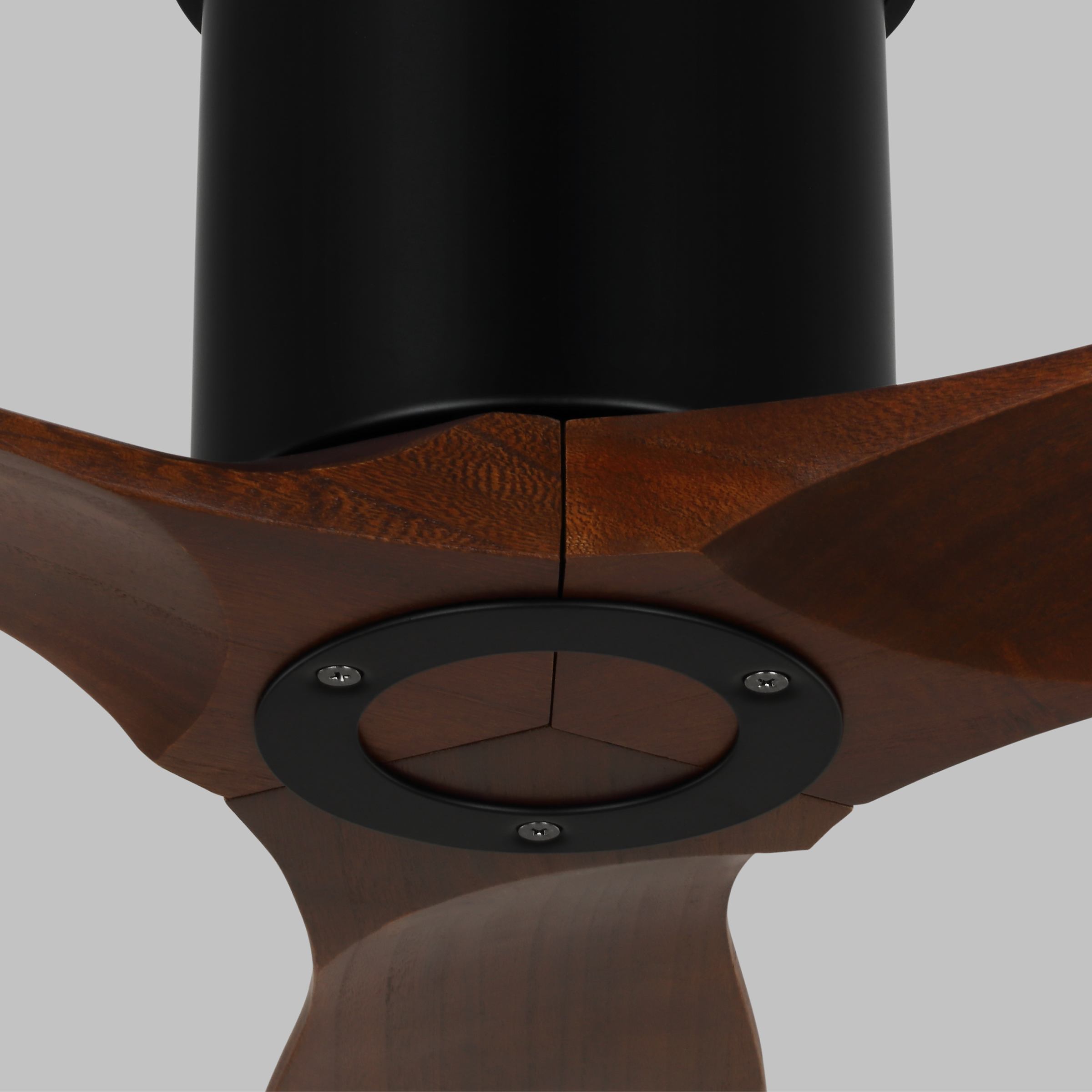 Collins Smart 52 Hugger Ceiling Fan | Midnight Black | Dark Walnut Blades