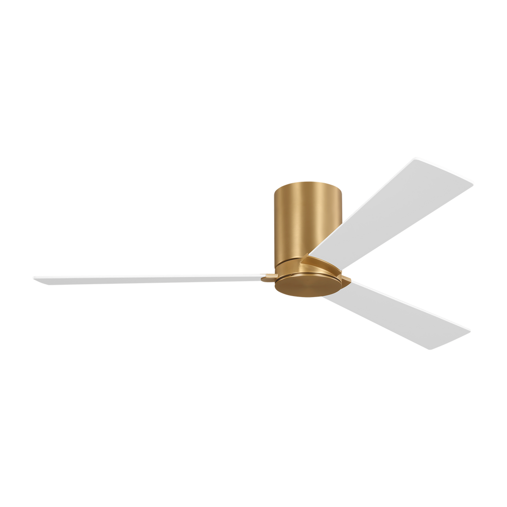 Rozzen 52 Hugger Ceiling Fan | Burnished Brass | Matte White Blades