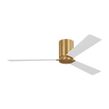 Rozzen 52 Hugger Ceiling Fan | Burnished Brass | Matte White Blades