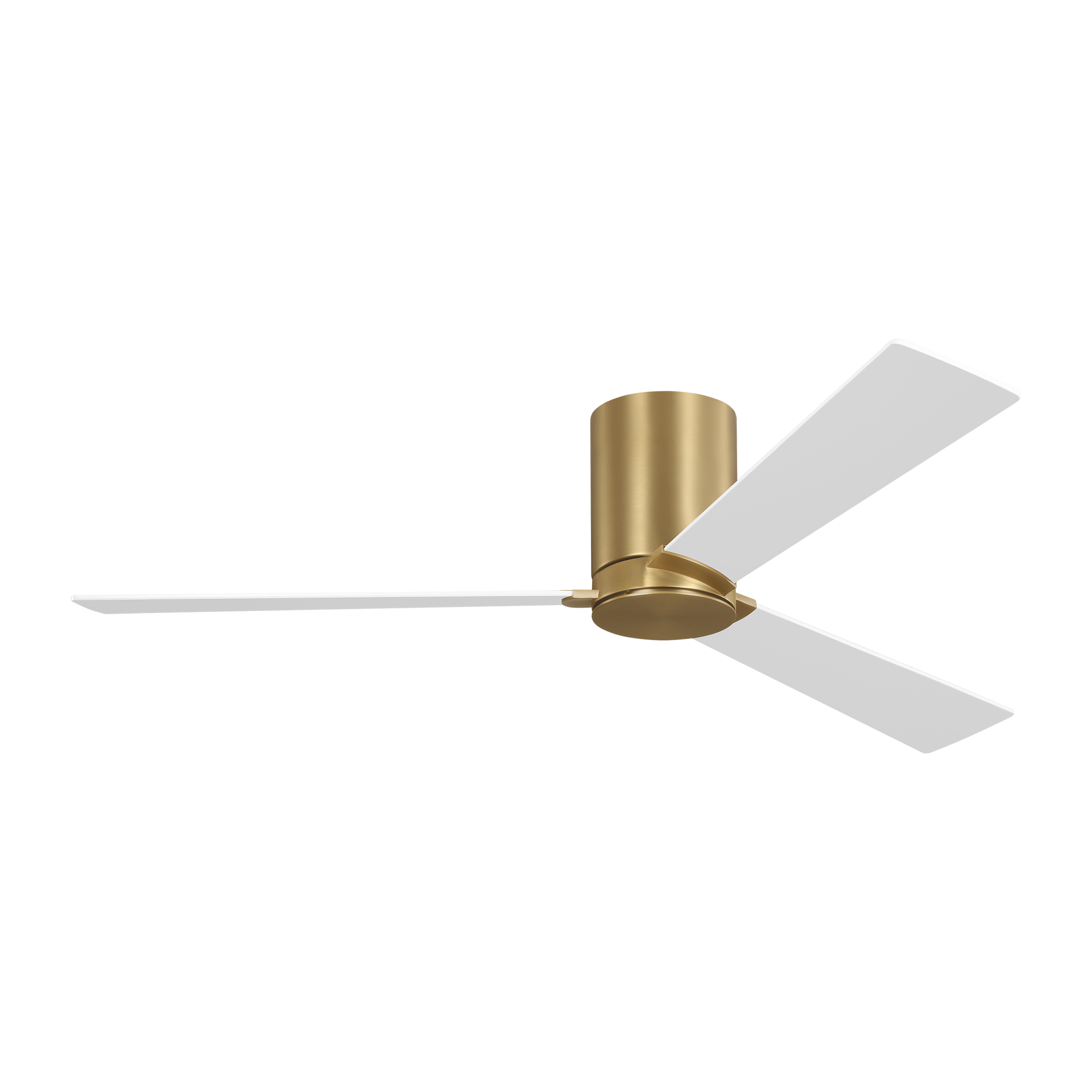 Rozzen 52 Hugger Ceiling Fan | Burnished Brass | Matte White Blades