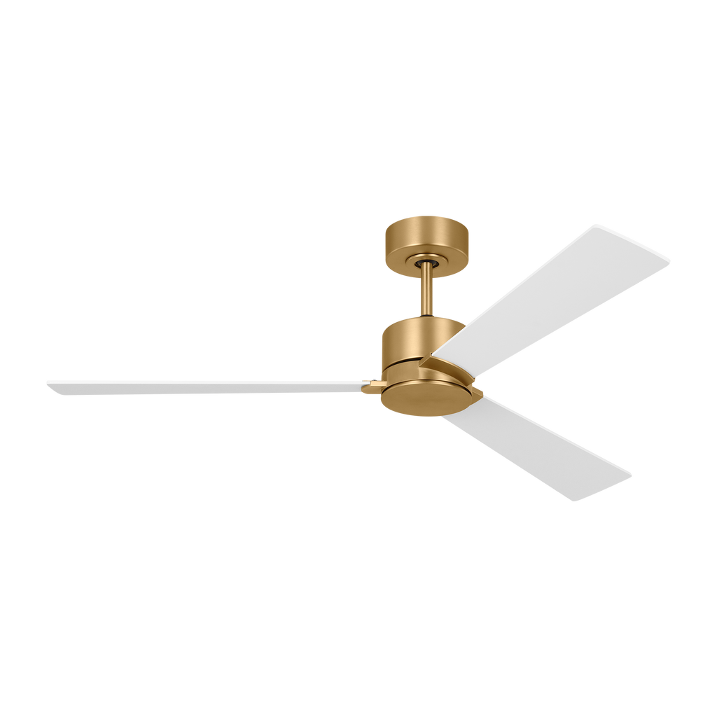 Rozzen 52 Ceiling Fan | Burnished Brass | Matte White Blades