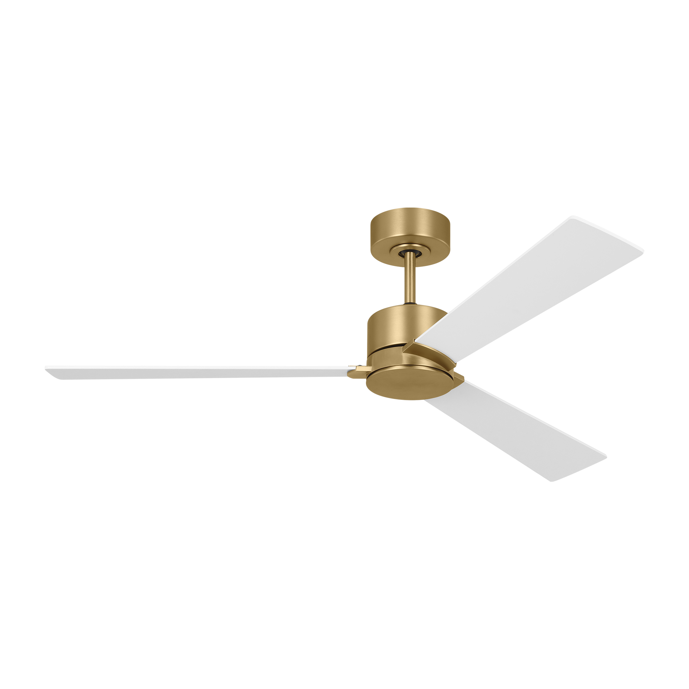 Rozzen 52 Ceiling Fan | Burnished Brass | Matte White Blades