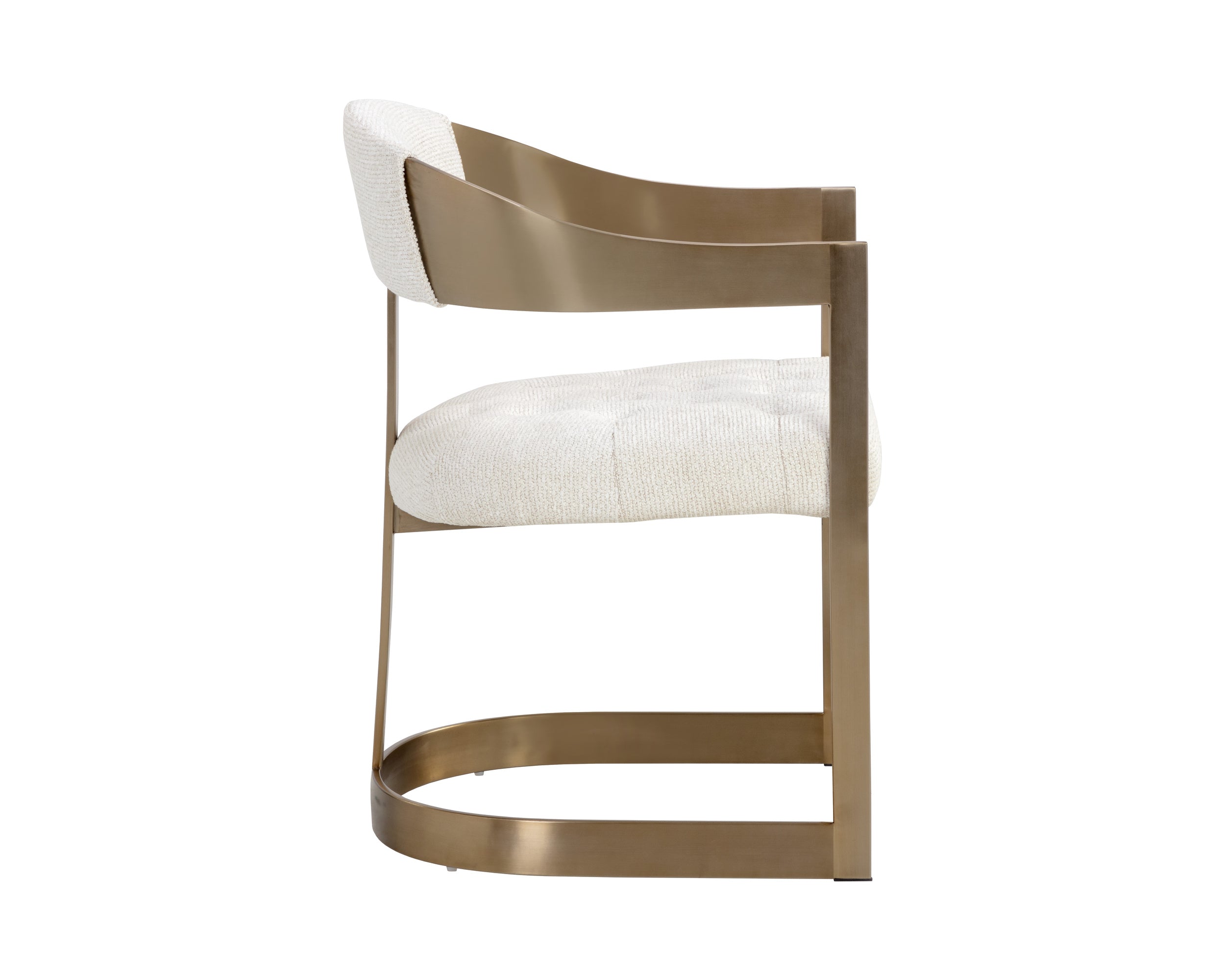 Beaumont Dining Armchair - Antique Brass - Rhea Light Barley