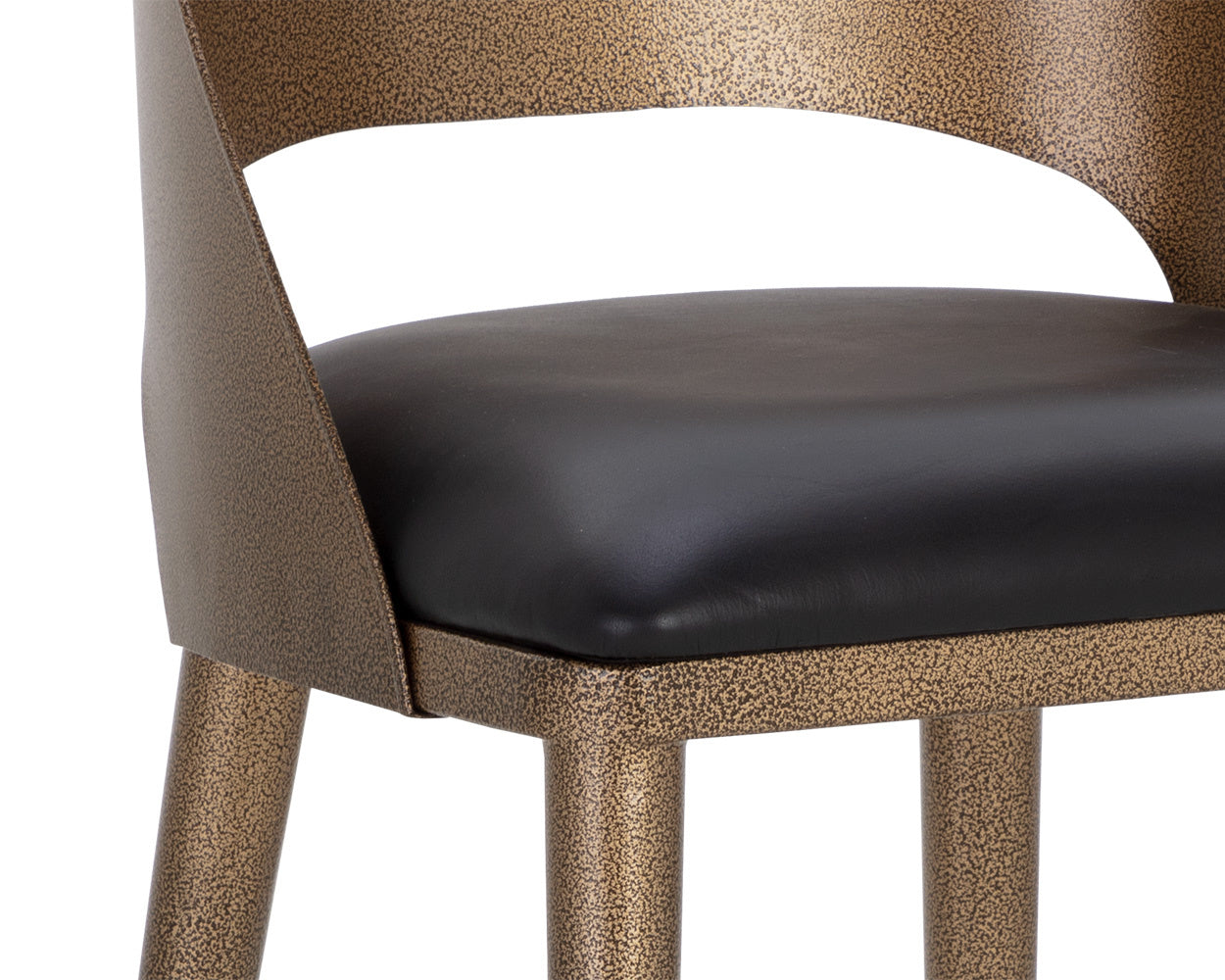 Dezirae Barstool - Antique Brass - Charcoal Black Leather