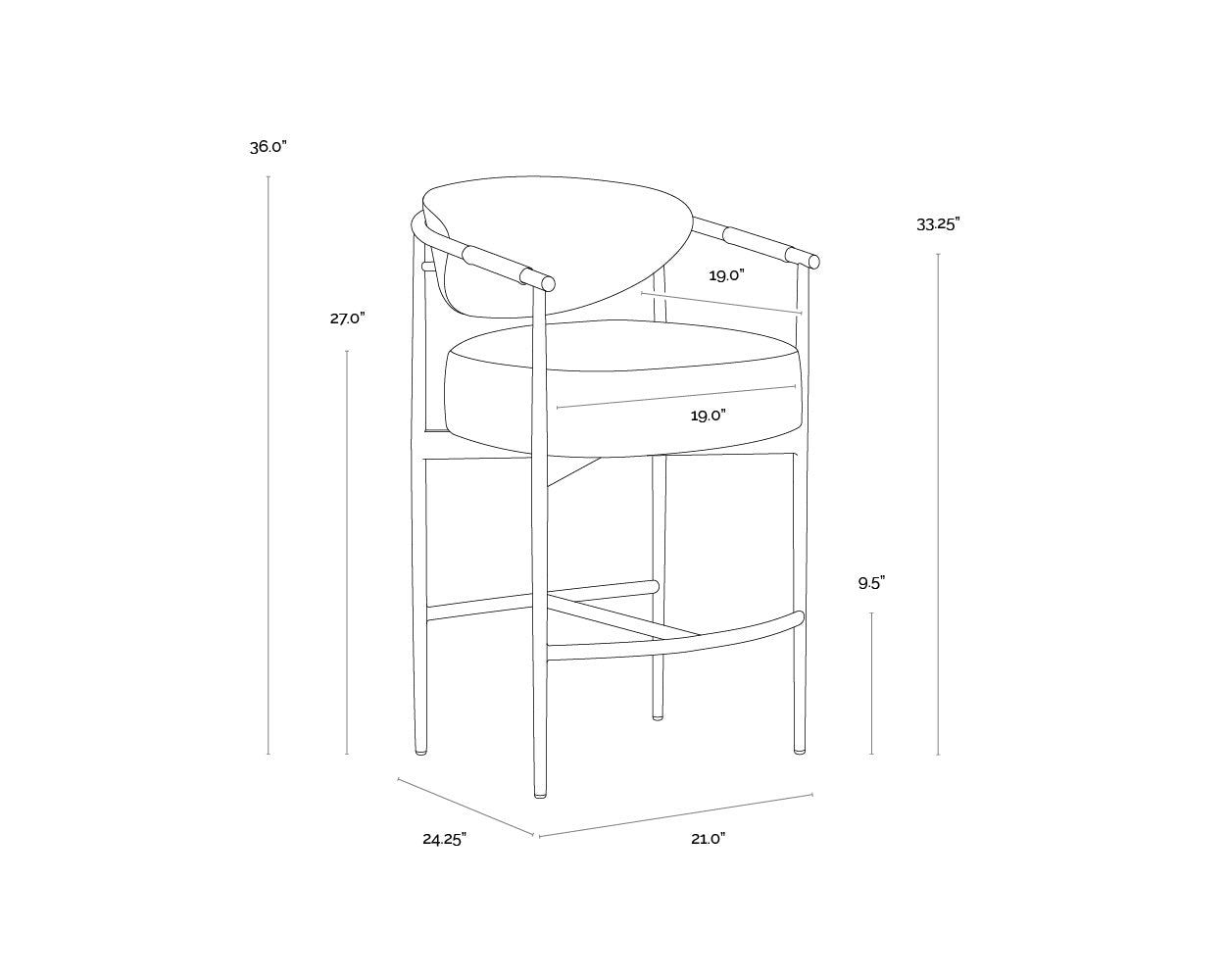 Heloise Counter Stool - Milliken Cognac