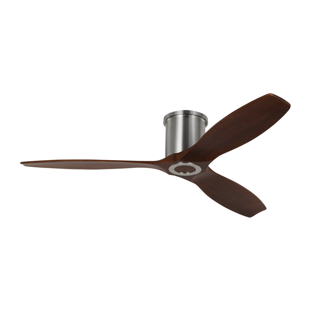 Collins Smart 52 Hugger Ceiling Fan | Brushed Steel | Dark Walnut Blades