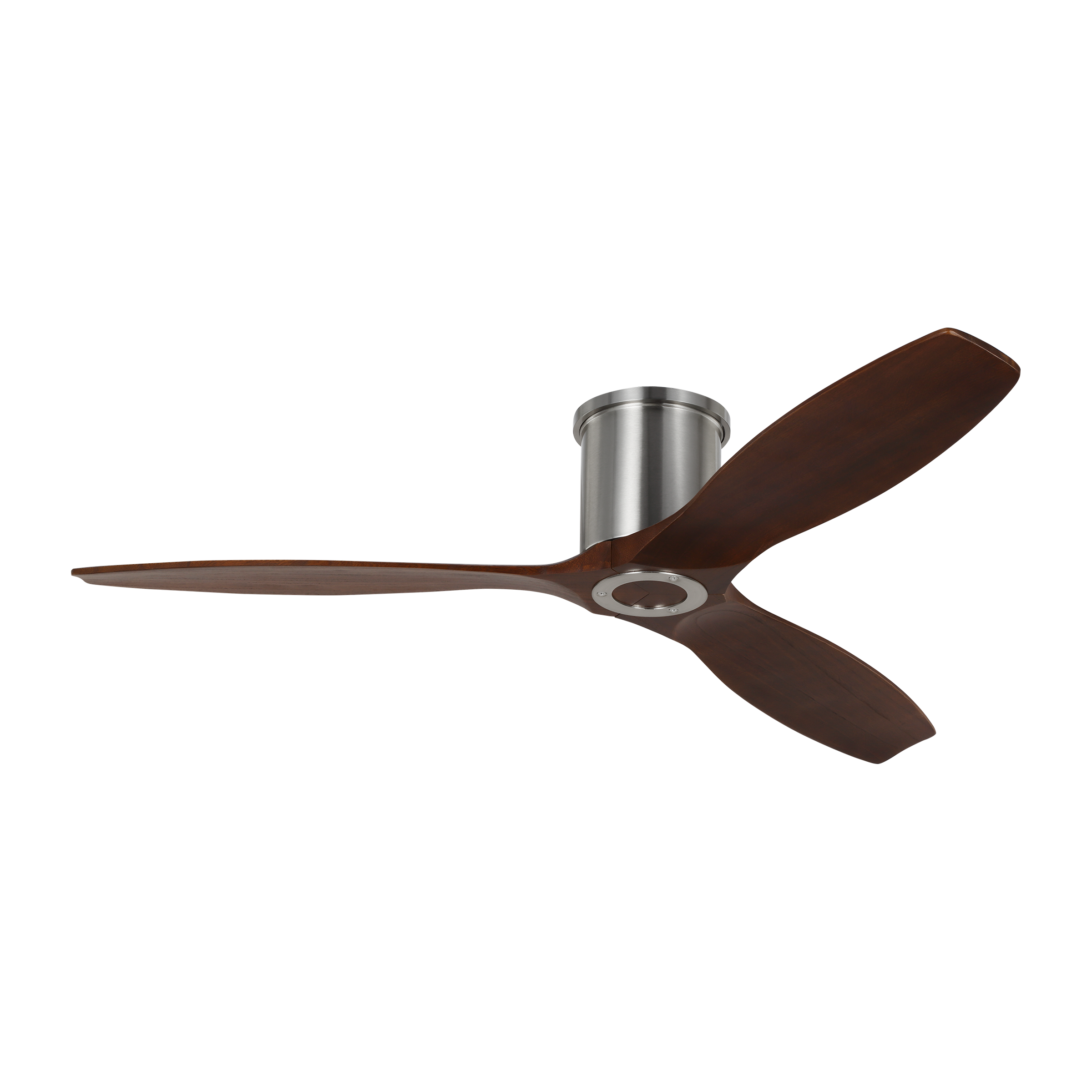 Collins Smart 52 Hugger Ceiling Fan | Brushed Steel | Dark Walnut Blades