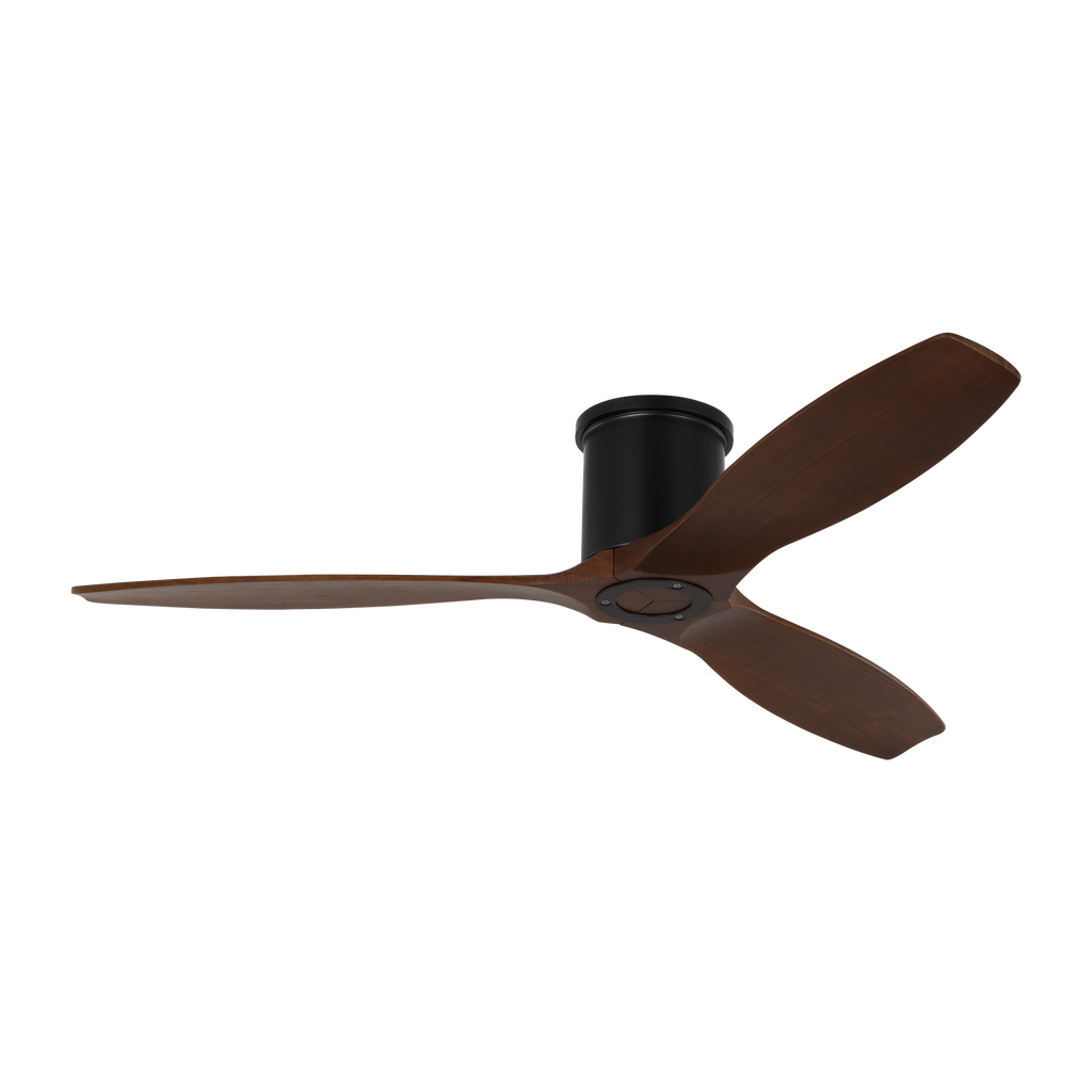 Collins Smart 52 Hugger Ceiling Fan | Midnight Black | Dark Walnut Blades