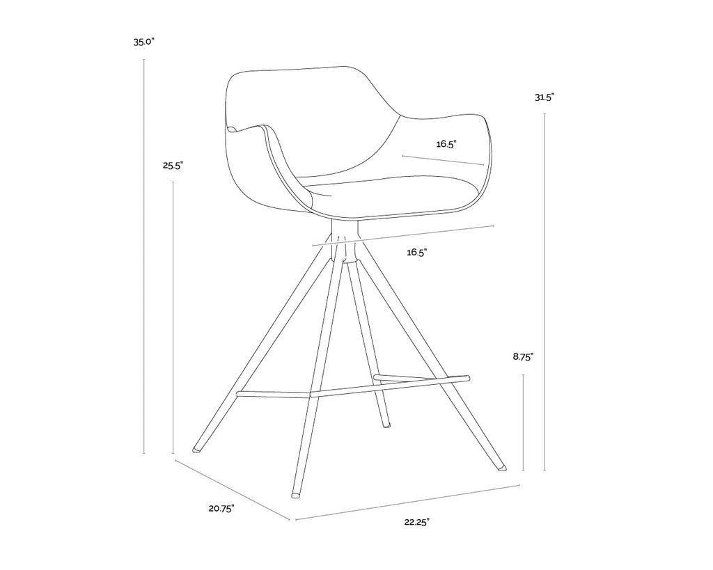 Owen Swivel Counter Stool - Town Grey