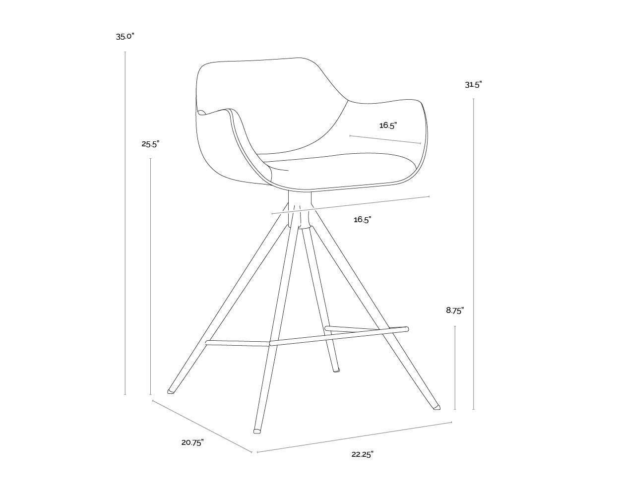 Owen Swivel Counter Stool - Town Grey