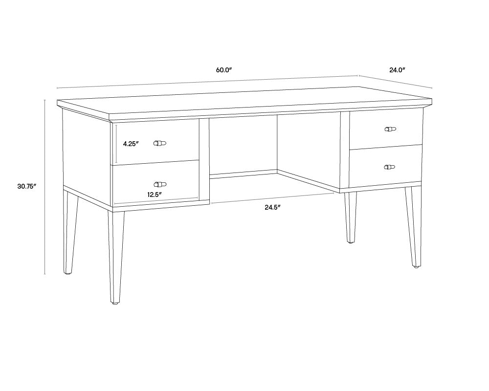 Pattinson Desk - White Ceruse - Oyster Shagreen