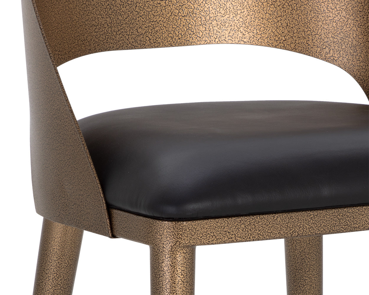 Dezirae Counter Stool - Antique Brass - Charcoal Black Leather