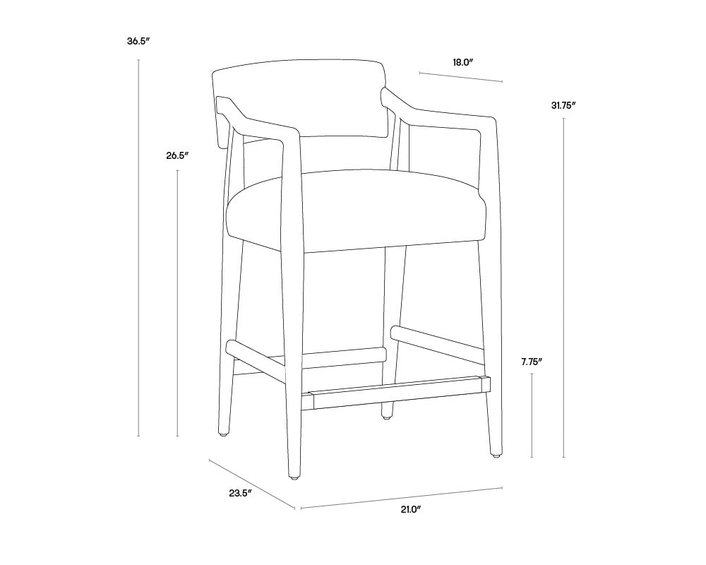 Keagan Counter Stool - Saloon Light Grey Leather
