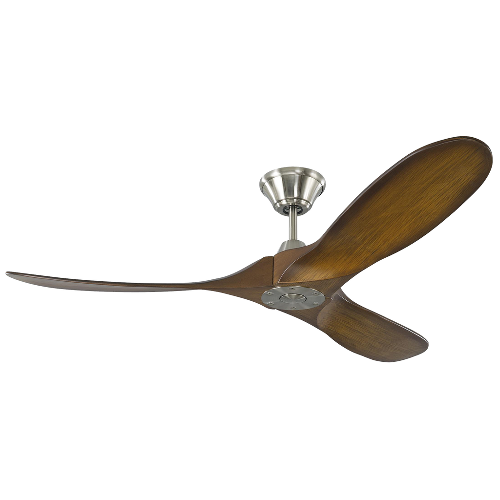 Maverick 52 Ceiling Fan | Brushed Steel | Koa Blades