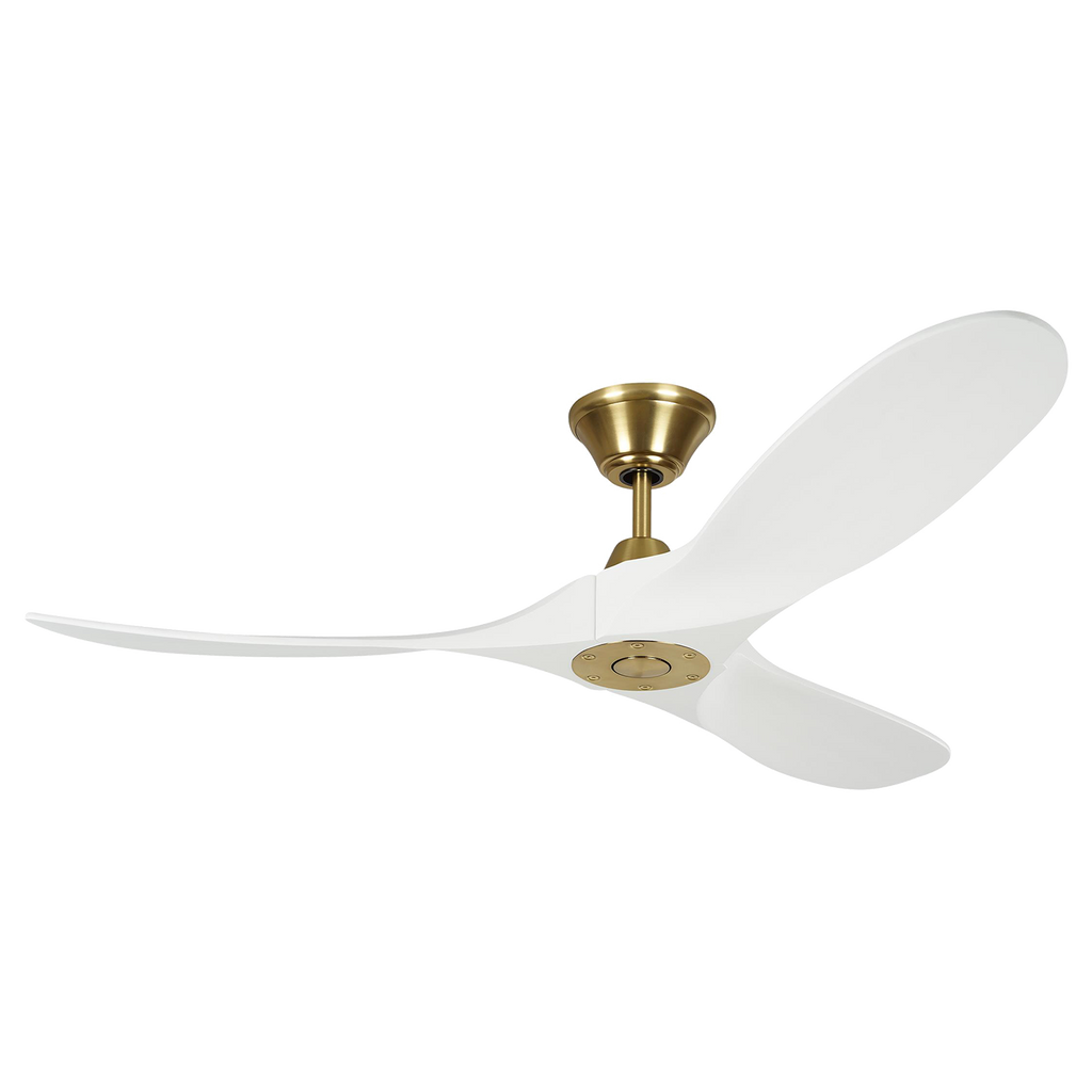 Maverick 52 Ceiling Fan | Matte White Blades Burnished Brass