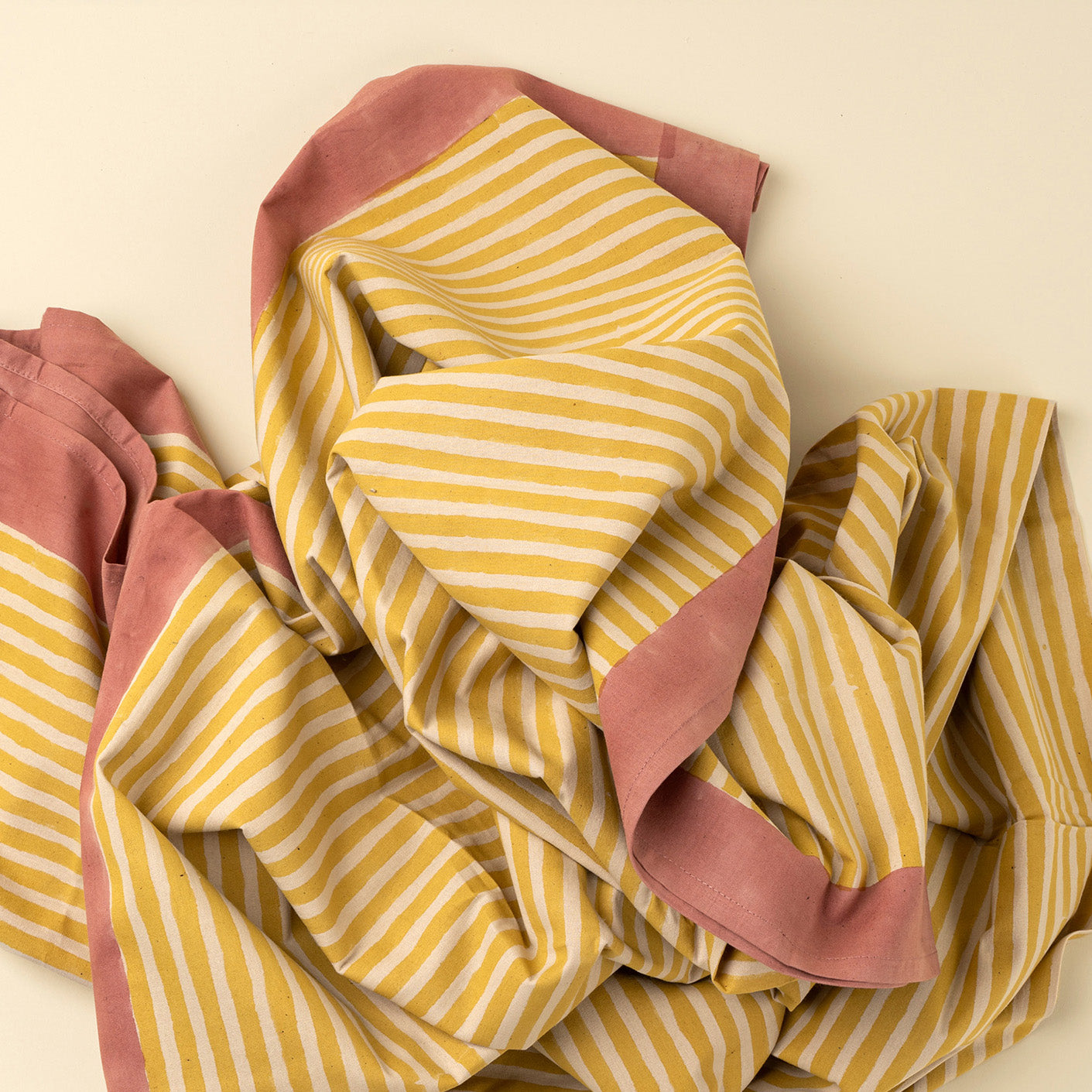 Sun Stripe Block Print Tablecloth