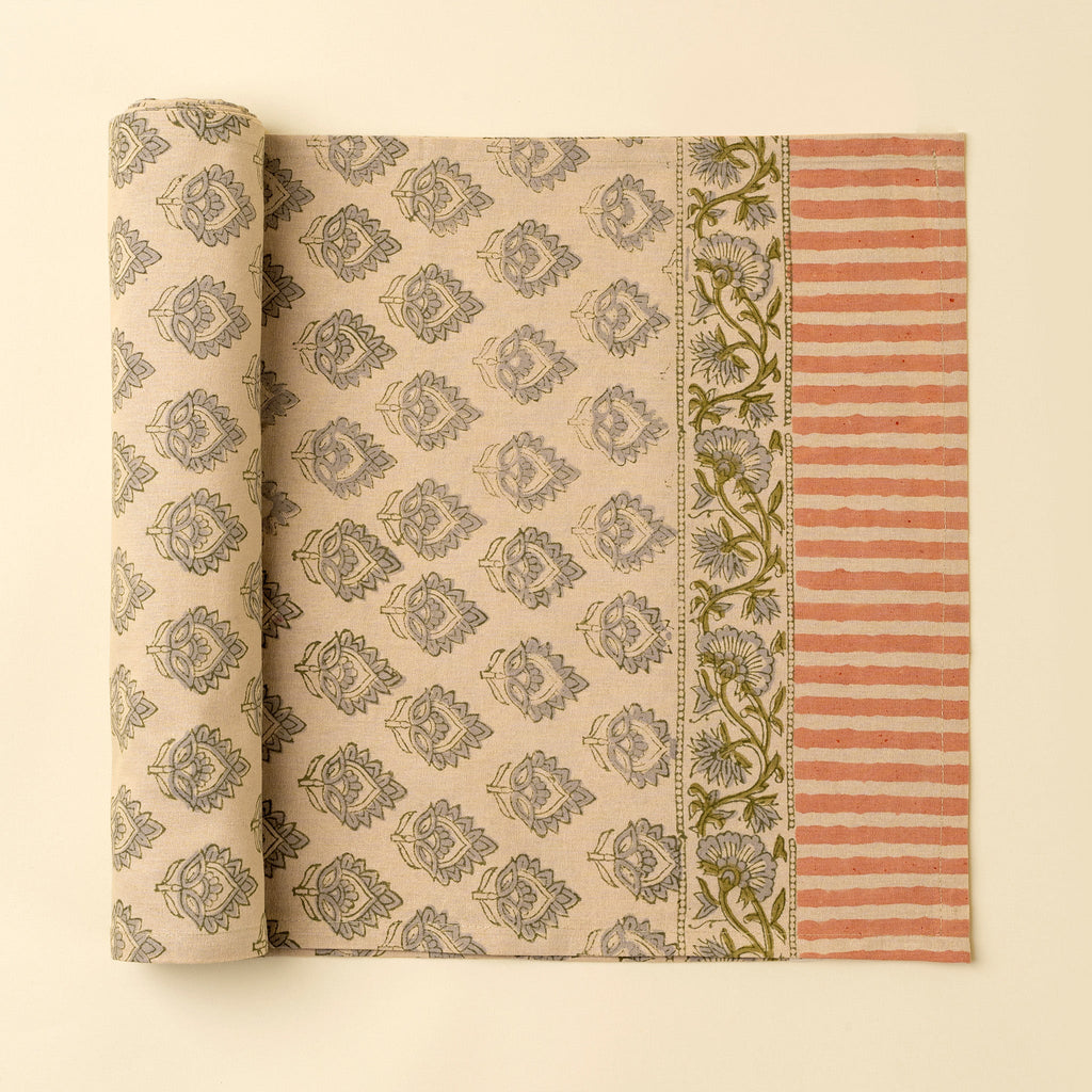 Ritika Block Print Table Runner - 108"L