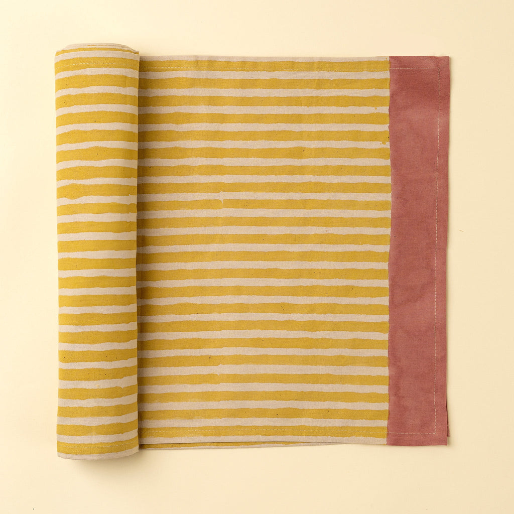 Sun Stripe Block Print Table Runner - 108"L