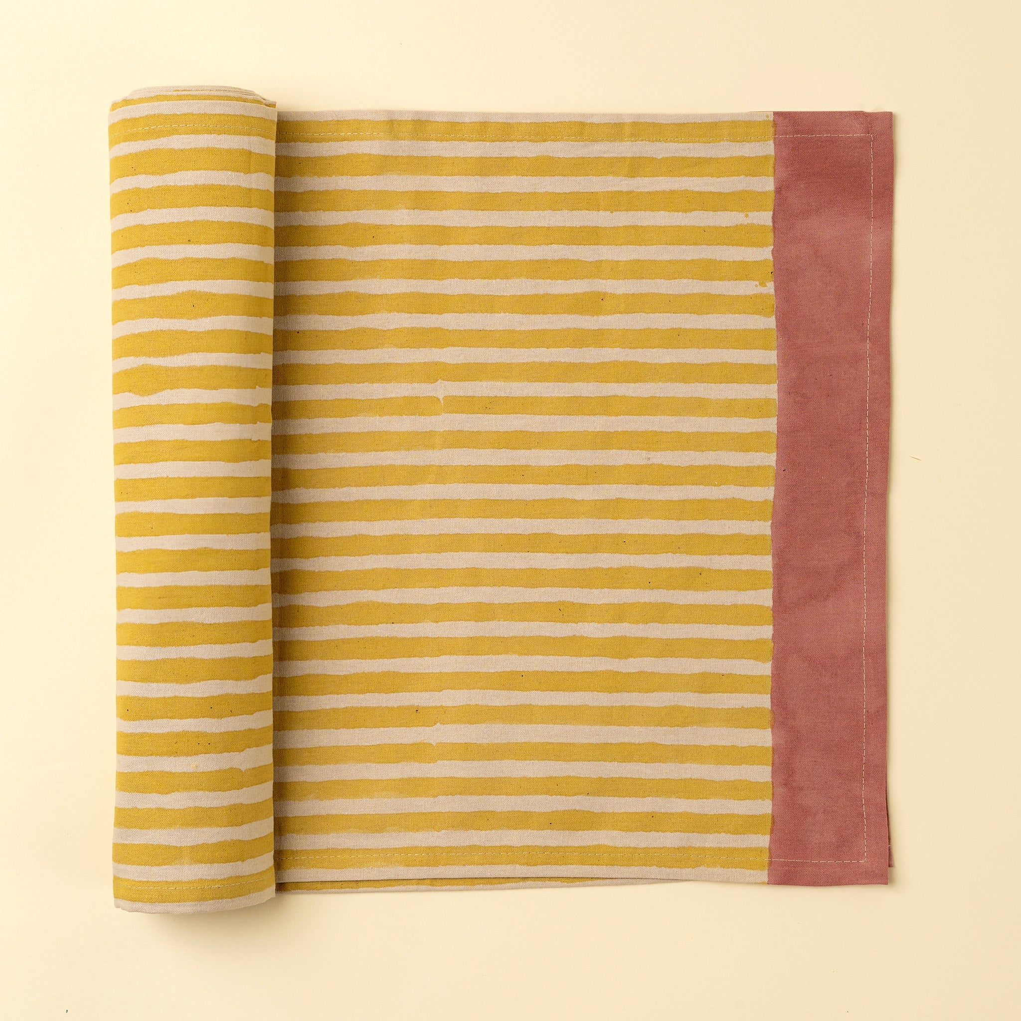 Sun Stripe Block Print Table Runner - 108"L