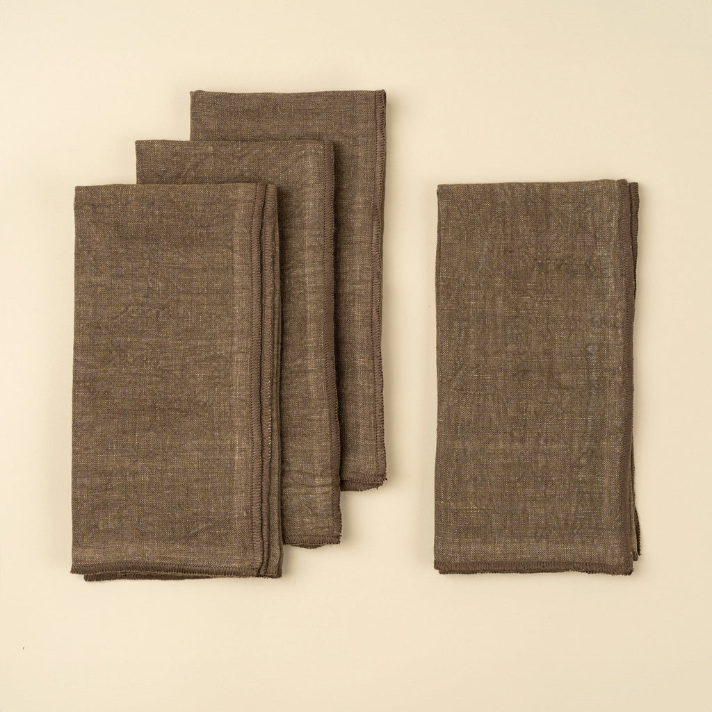 Stonewashed Linen Napkins S/4, Dusky Green