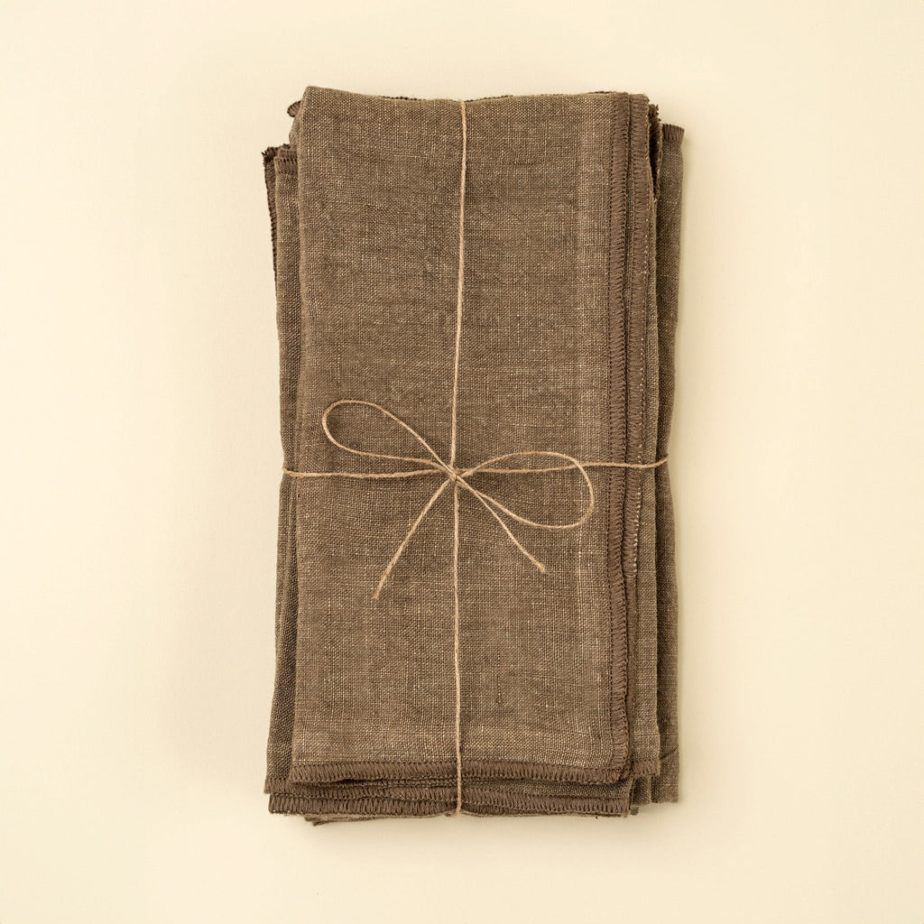 Stonewashed Linen Napkins S/4, Dusky Green