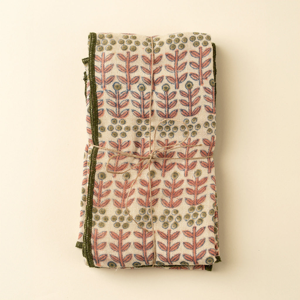 Floria Block Print Tea Towels S/2