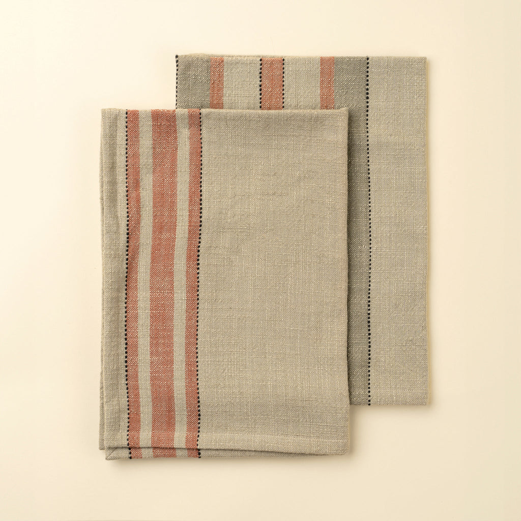 Lea Woven Stripe Tea Towels S/2