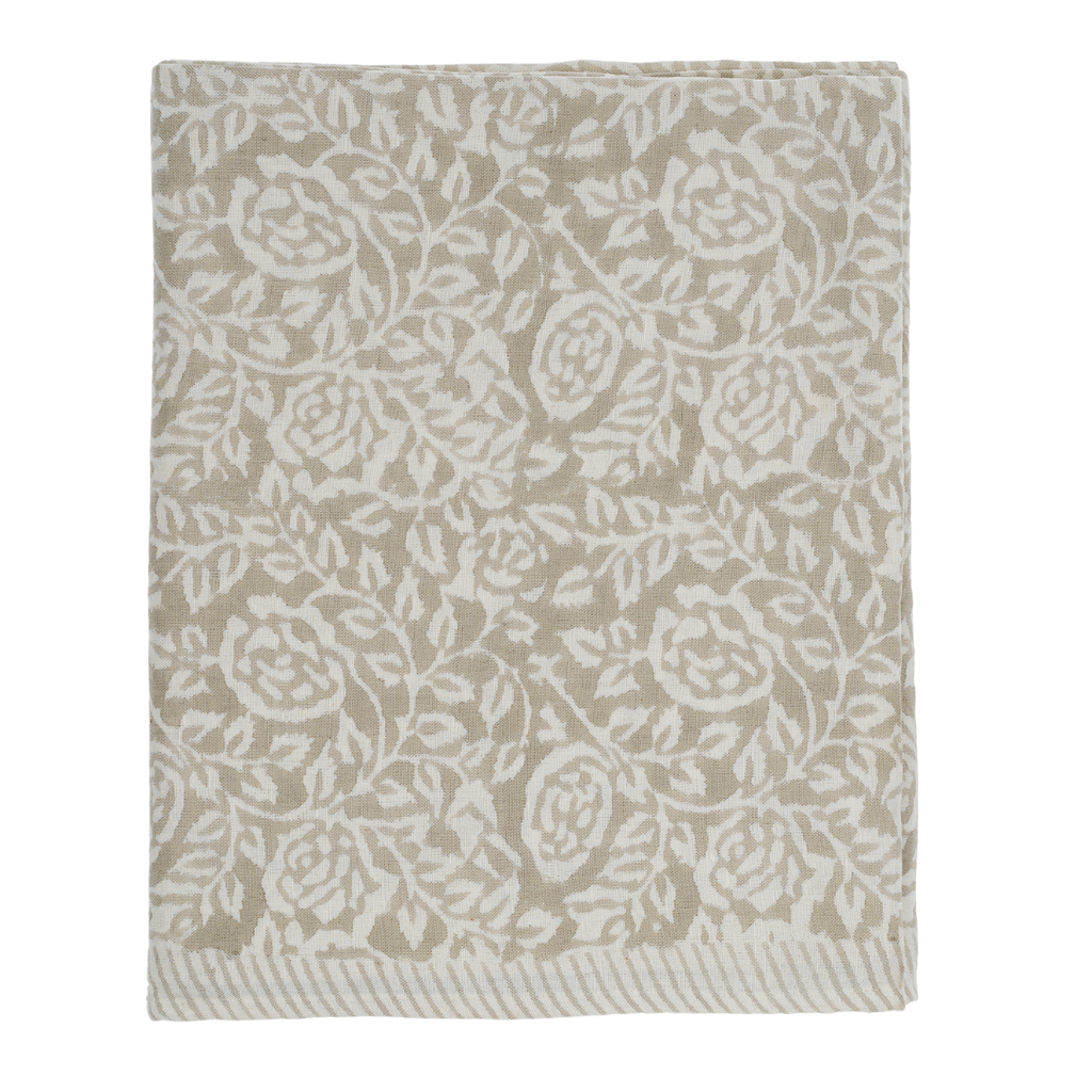 Wild Rose Block Print Tablecloth