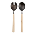 Maple Wood Salad Servers S/2, Tumbled Black