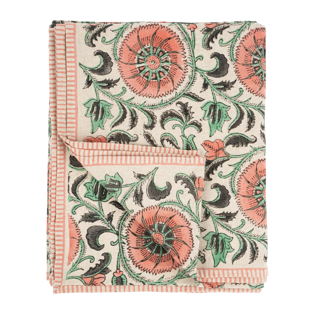 Botanique Block Print Tablecloth Pink