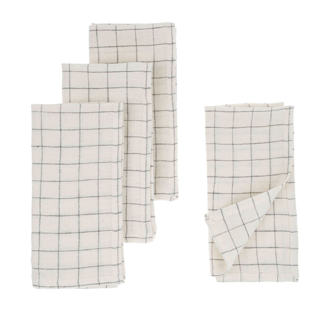 Linen Check Napkins S/4 Grey