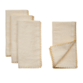 Gold Blanket Stitch Napkins S/4, Off-White