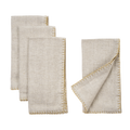 Gold Blanket Stitch Napkins S/4, Linen Grey