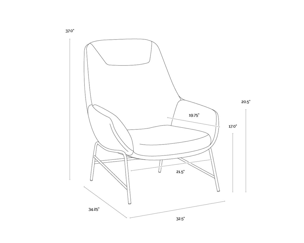 Lucier Lounge Chair - Belfast Heather Grey / Bravo Ash
