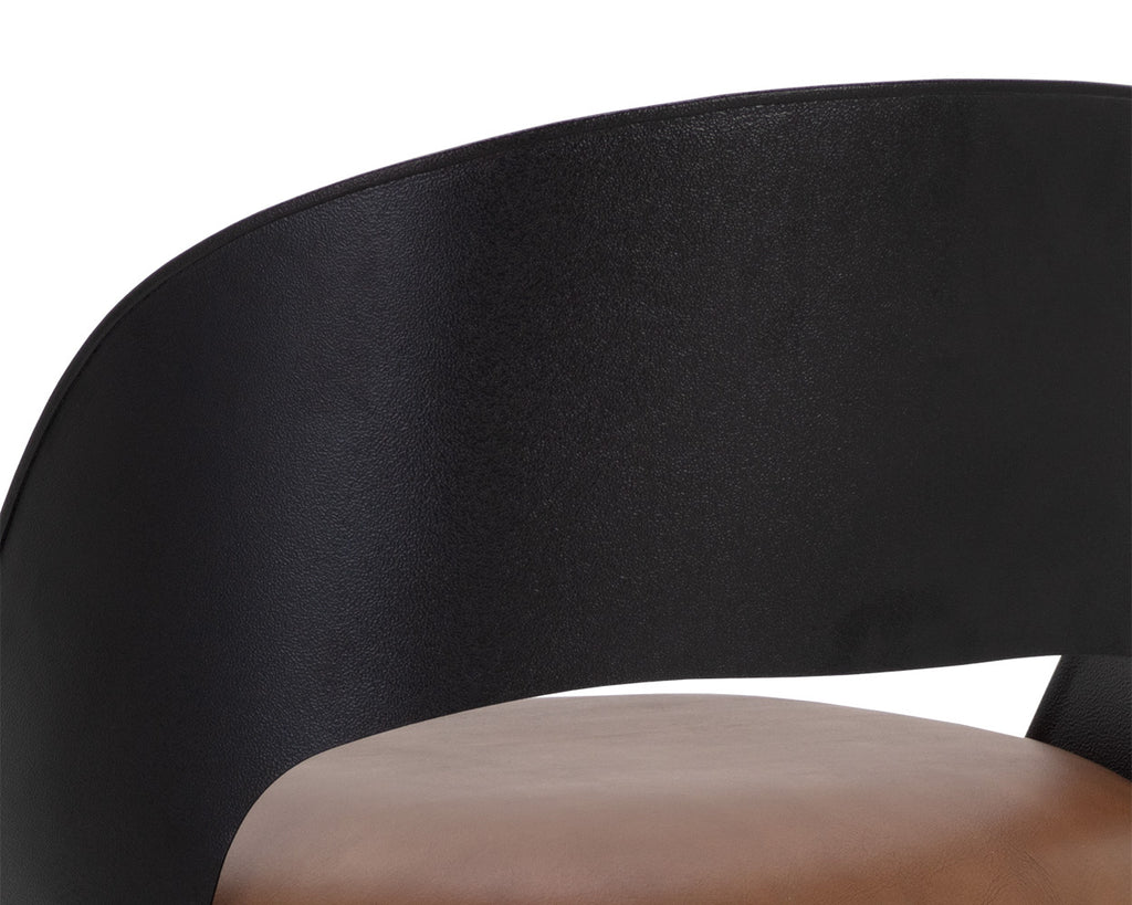 Dezirae Counter Stool - Black - Cognac Leather