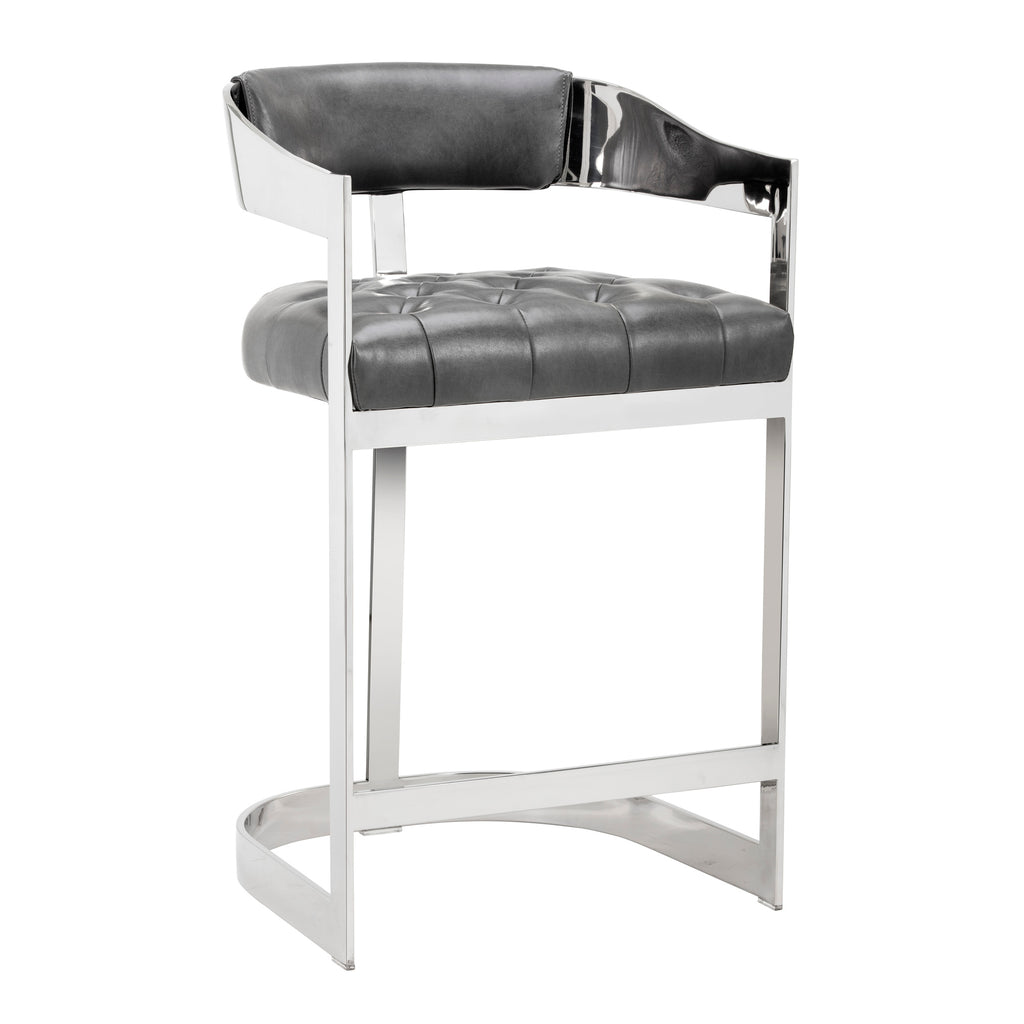 Beaumont Counter Stool - Stainless Steel - Cantina Magnetite