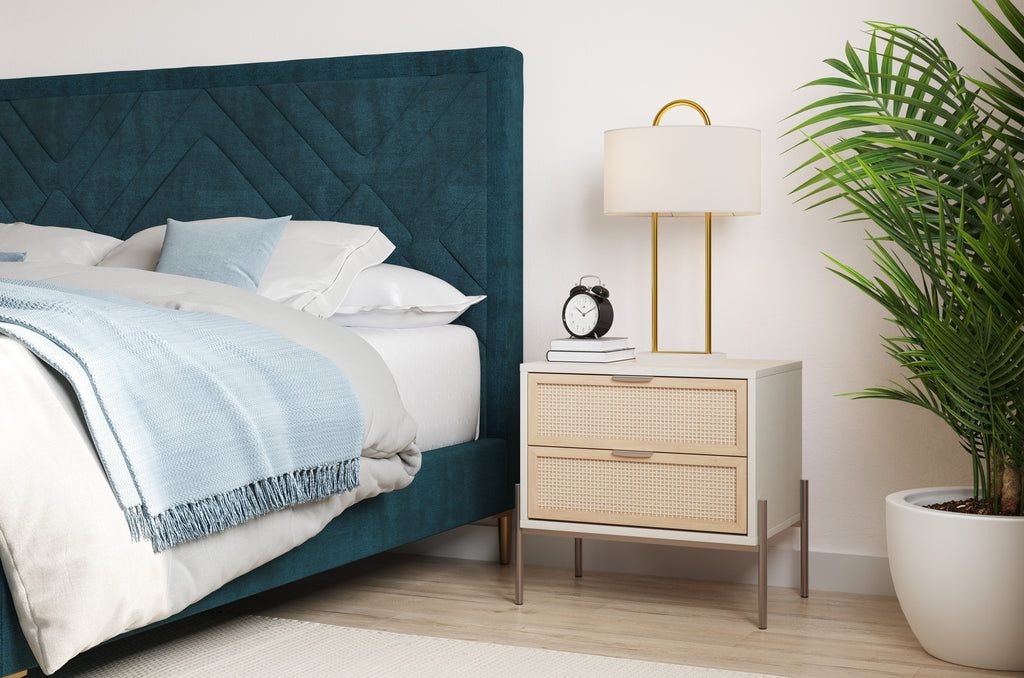 Avida Nightstand - Champagne Gold - Cream/Natural
