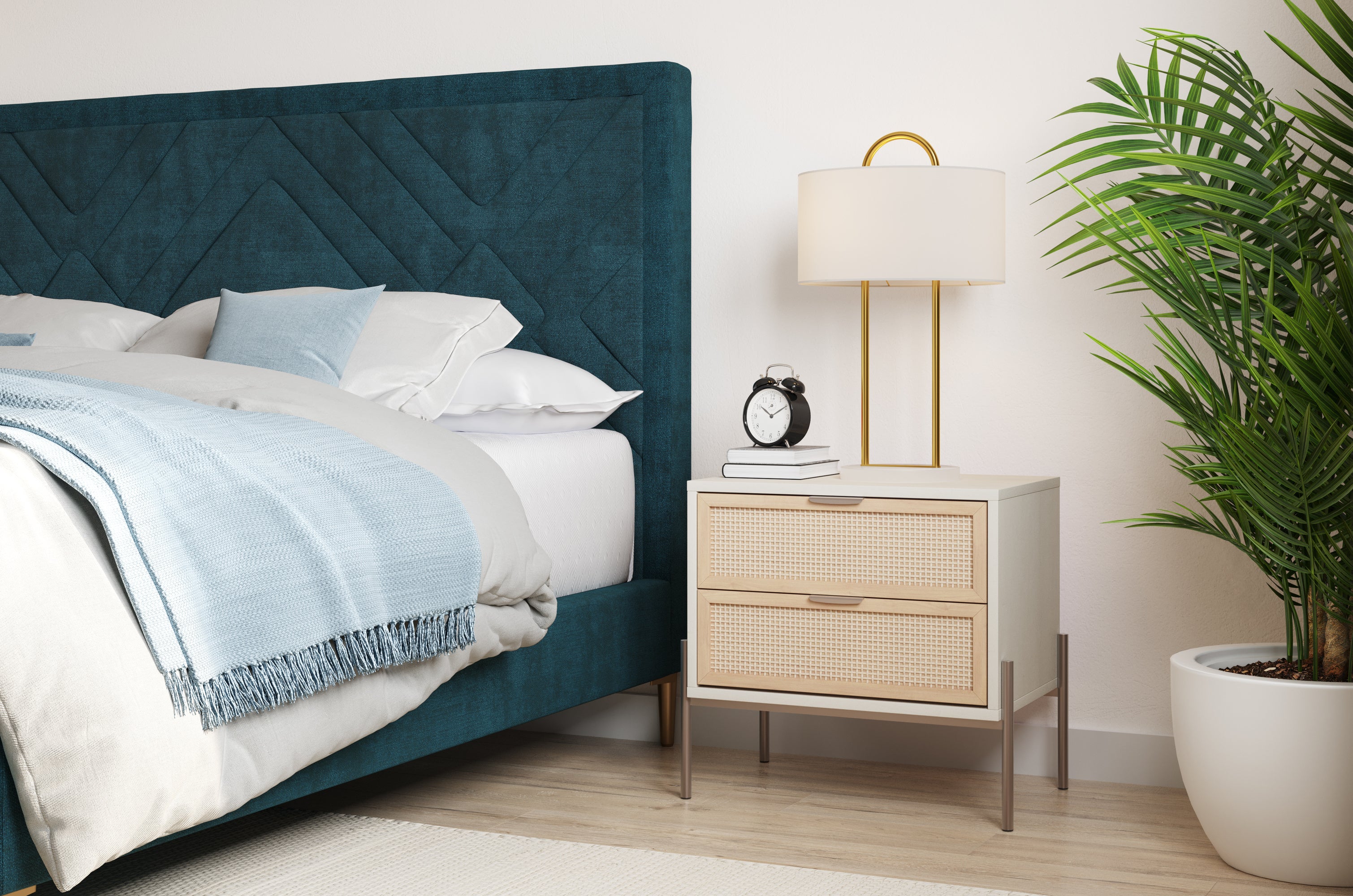 Avida Nightstand - Champagne Gold - Cream/Natural