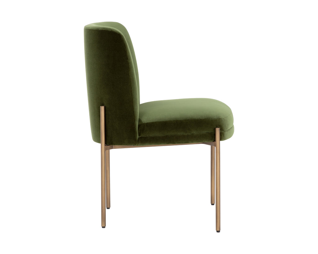 Richie Dining Chair - Antique Brass - Forest Green